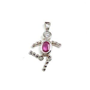Sterling Silver Pendant Womens Ruby Red Cz 925 July Birthstone Boy Pendant